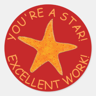 Pegatina Redonda Eres una gran recompensa para profesores Starfish