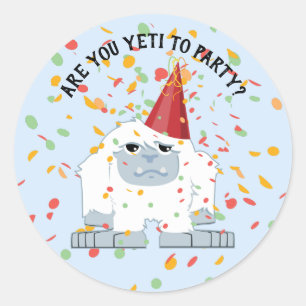 Pegatina Redonda ¿Eres Yeti Con El Fiesta Cute Personalizado Yeti?