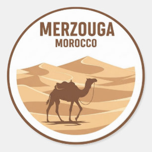 Pegatina Redonda Erg Chebbi Merzouga Marruecos Viajes