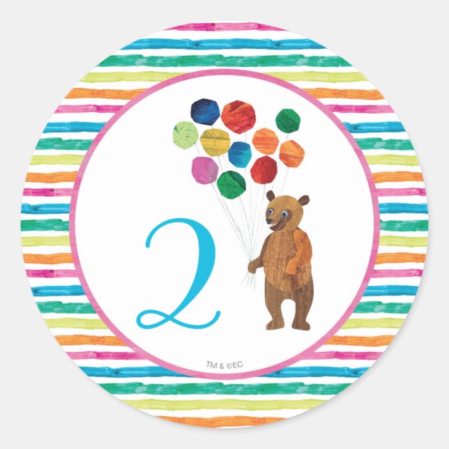 Pegatina Redonda Eric Carle | Beary Rainbow Birday (Anverso)