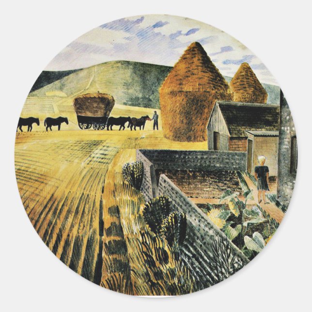 Pegatina Redonda Eric Ravilious - Estadios (Anverso)