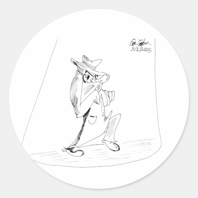 Pegatina Redonda Erica Crooks Comics - sneaky villain man (Anverso)