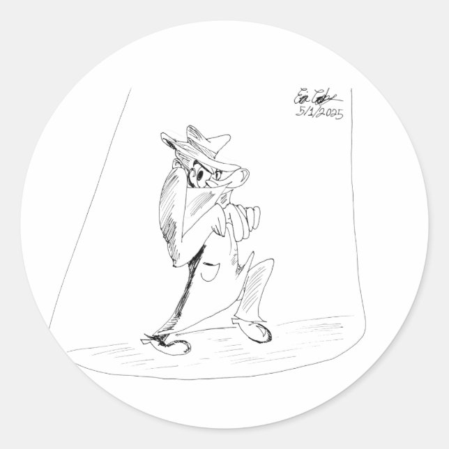Pegatina Redonda Erica Crooks Comics - sneaky villain man (Anverso)
