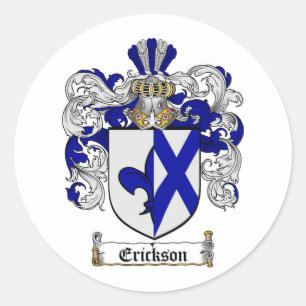 PEGATINA REDONDA ERICKSON FAMILIAR CREST - ERICKSON COAT OF ARMS