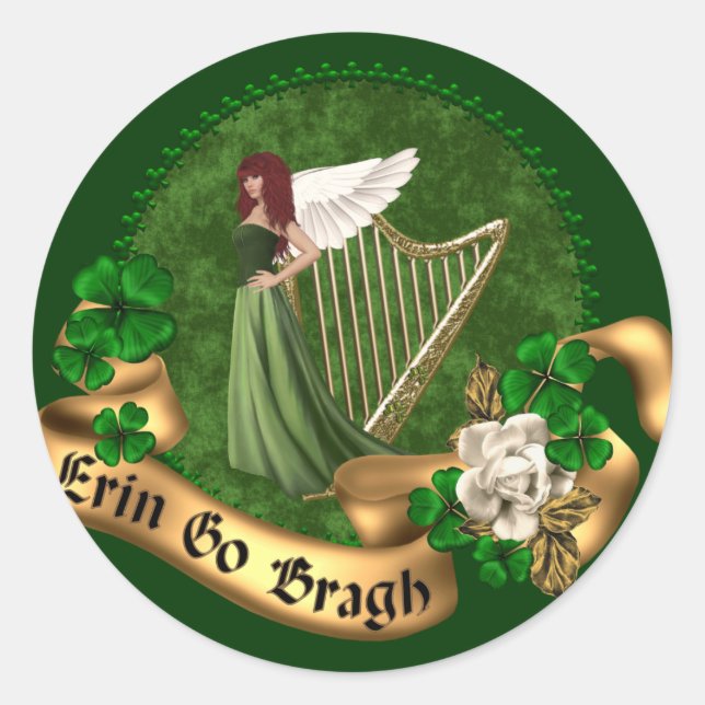 Pegatina Redonda Erin Go Bragh Irish (Anverso)