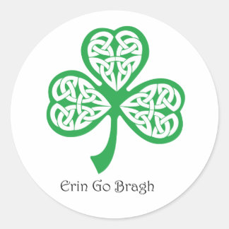 Pegatina Redonda Erin Go Bragh shamrock con nudo celta