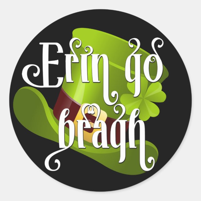 Pegatina Redonda Erin go Bragh St. Patrick's Day (Anverso)