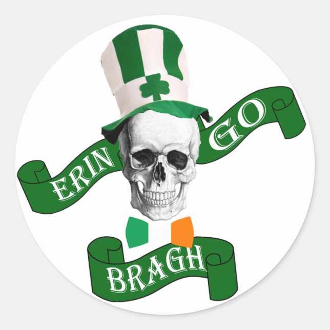 Pegatina Redonda Erin va irlandés patriótico del bragh (Anverso)