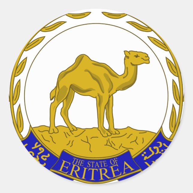 Pegatina Redonda Eritrea Escudo de armas ER (Anverso)