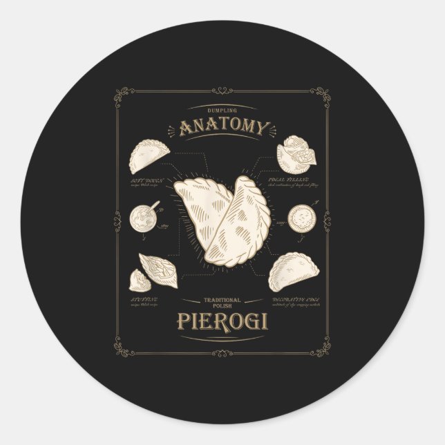 Pegatina Redonda Erogi Dumpling Anatomy Unique Lish Recipe Tee, Per (Anverso)