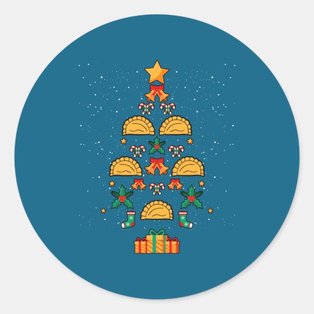 Pegatina Redonda Erogi Lish Land Christmas Tree Xmas Long Sleeve  (Anverso)