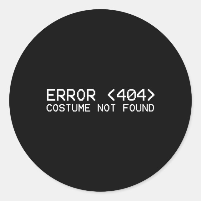 Pegatina Redonda Error 404 Costume No Encontrado Programa Fun Hallo (Anverso)