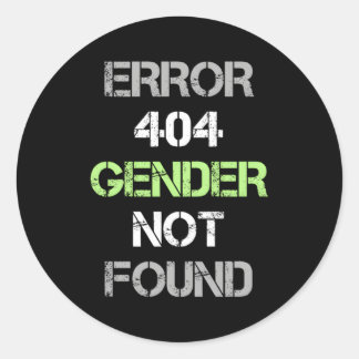 Pegatina Redonda Error 404 Género no encontrado indicador de orgull
