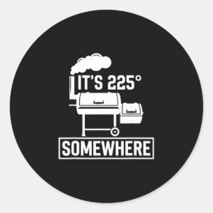 Pegatina Redonda Es 225 en algún lugar divertido bbq ahumador parri