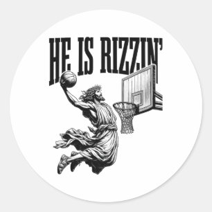 Pegatina Redonda Es cristiano del básquetbol Rizzin Shirin Easter