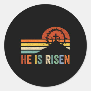 Pegatina Redonda Es Cruz De Risen Jesús Religioso Día De Pascua Chr