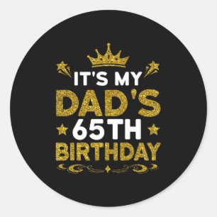 Pegatina Redonda Es el 65 cumpleaños de mi papá Feliz cumpleaños 65