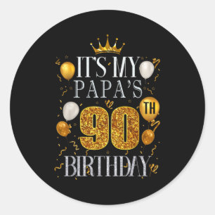 Pegatina Redonda Es el 90 cumpleaños de mi papá Feliz cumpleaños 90