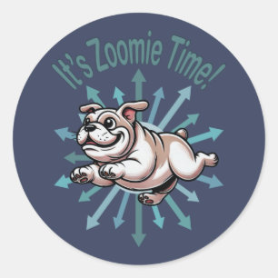 Pegatina Redonda Es el Bulldog del tiempo de Zoomie