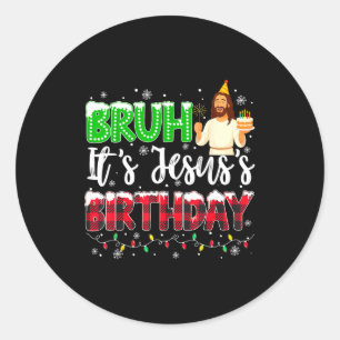 Pegatina Redonda Es el cumpleaños de Jesús, hermano, Navidad, crist