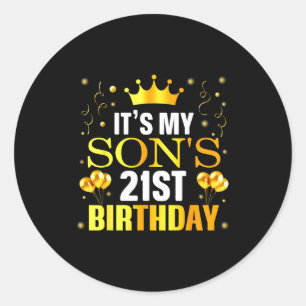 Pegatina Redonda Es el cumpleaños número 21 de mi hijo Feliz cumple