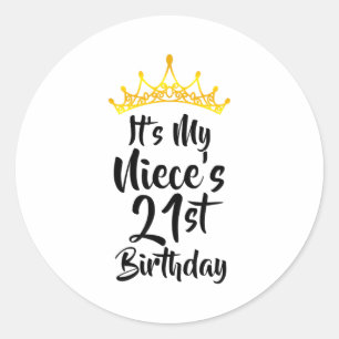 Pegatina Redonda Es el cumpleaños número 21 de mi sobrina Corona Fe