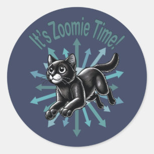 Pegatina Redonda Es el gato negro de tiempo de Zoomie