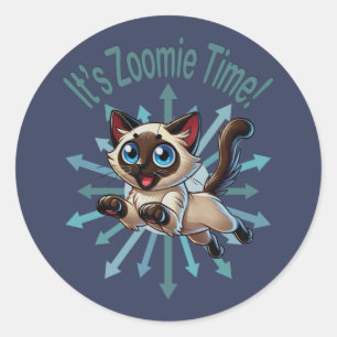 Pegatina Redonda Es el gato siamés de Zoomie Time