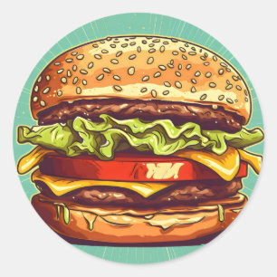 Pegatina Redonda Es el momento de las hamburguesas