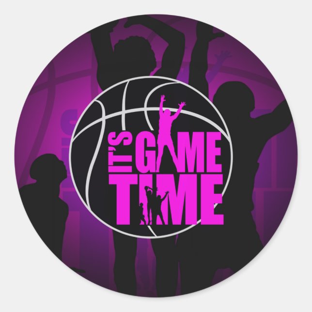Pegatina Redonda Es el momento del juego - Rosa (Anverso)