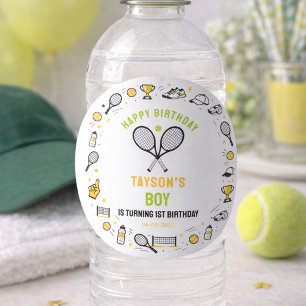 Pegatina Redonda Es el primer cumpleaños de Game Time Tennis - Niño