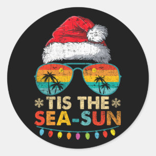Pegatina Redonda Es El Sol Del Mar Santa Playa Verano Navidad En Ju