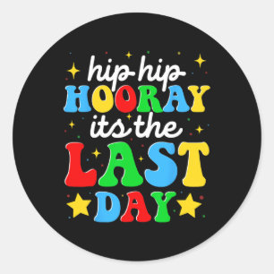 Pegatina Redonda Es El Último Día De Educación Escolar