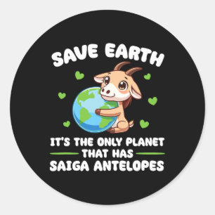 Pegatina Redonda Es El Único Planeta Con Saiga Antelopes Earth Day