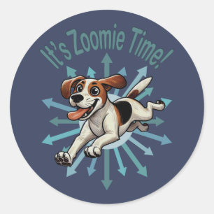 Pegatina Redonda Es el zoomie time Medium Beagle Mutt