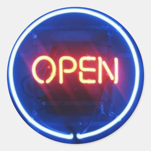 Pegatina Redonda ¡ES ELÉCTRICO! Jardín de RÓTULOS de NEON (Anverso)