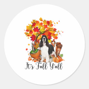 Pegatina Redonda Es Fall Y'all Springer Spaniel Dog Halloween Tha