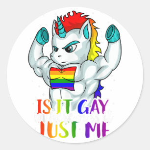 Pegatina Redonda ¿Es gay aquí o solo yo orgullo gay?