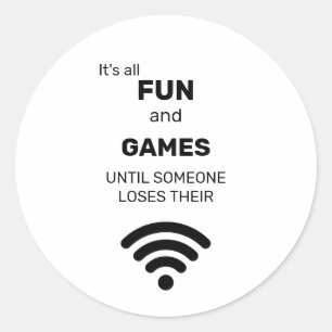Pegatina Redonda Es gracioso perder la camiseta de Internet WiFi