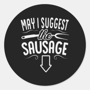 Pegatina Redonda Es Gracioso Que Le Sugiera El Bar Sausage Bbq Gril