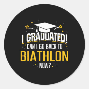Pegatina Redonda Es Graduado Ahora Puedo Ir A Biathlon Gi