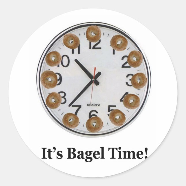 Pegatina Redonda ¡Es hora de Bagel! (Anverso)