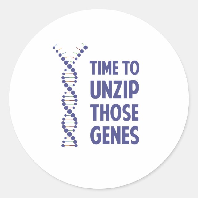 Pegatina Redonda Es Hora De Descomprimir Esos Genes Genéticos (Anverso)