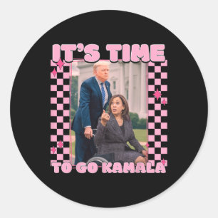 Pegatina Redonda Es hora de irse Kamala, presidente Kamala Harris W