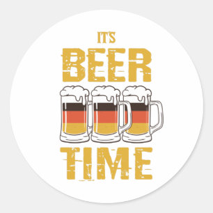 Pegatina Redonda Es hora de la cerveza