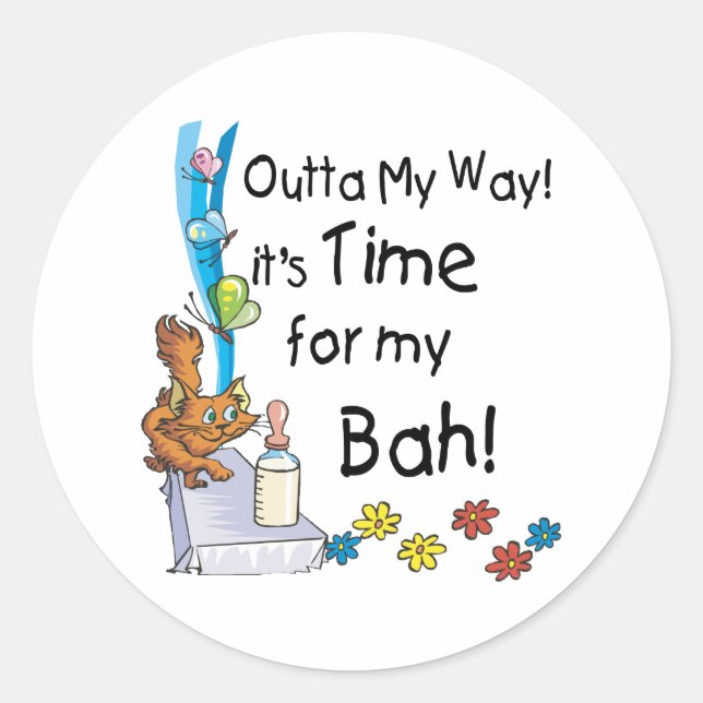 Pegatina Redonda Es hora de mi Bah (Anverso)