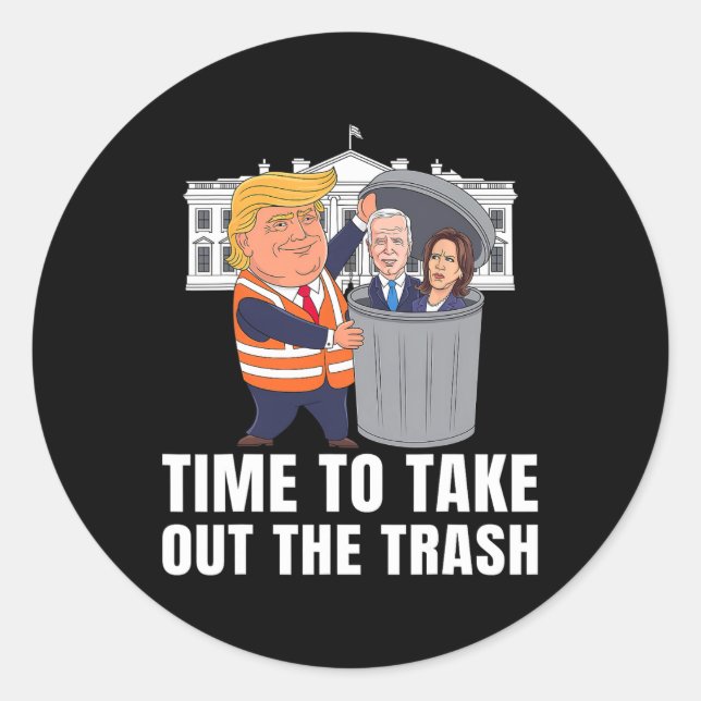 Pegatina Redonda Es Hora De Sacar A Trump De La Basura (Anverso)