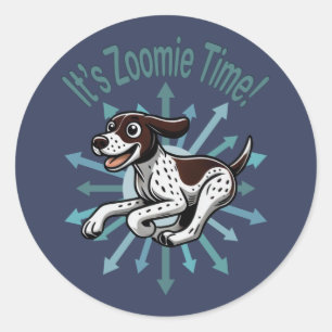 Pegatina Redonda Es hora de Zoomie German Shorthaired Pointer