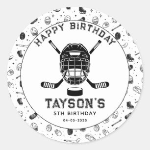 Pegatina Redonda Es hora del partido Cumpleaños número 5 de Hockey 