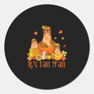 Pegatina Redonda Es la calabaza de la piel del otoño para el mar ot